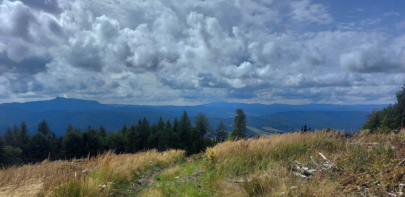 Výhoda zostupu rúbaňou: panoráma Veprov a Poľany. Výhoda_zostupu_rúbaňou:_panoráma_Veprov_a_Poľany.